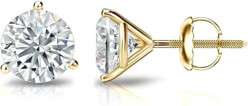 Diamond Deal IGI معتمد .50CT إلى 5.00 قيراط مستدير في المختبرات الرائعة المزرعة بأقراط مسمار 3 شريحة باللون الأصفر أو الأبيض أو الذهب الوردي مع إغلاق الظهر المسمار in Kuwait