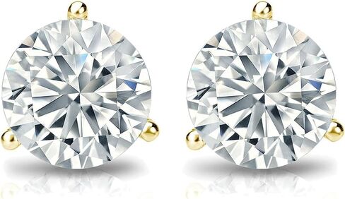 Diamond Deal IGI معتمد .50CT إلى 5.00 قيراط مستدير في المختبرات الرائعة المزرعة بأقراط مسمار 3 شريحة باللون الأصفر أو الأبيض أو الذهب الوردي مع إغلاق الظهر المسمار in Kuwait