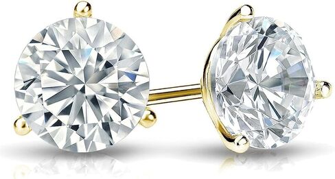 Diamond Deal IGI معتمد .50CT إلى 5.00 قيراط مستدير في المختبرات الرائعة المزرعة بأقراط مسمار 3 شريحة باللون الأصفر أو الأبيض أو الذهب الوردي مع إغلاق الظهر المسمار in Kuwait