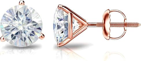 Diamond Deal IGI معتمد .50CT إلى 5.00 قيراط مستدير في المختبرات الرائعة المزرعة بأقراط مسمار 3 شريحة باللون الأصفر أو الأبيض أو الذهب الوردي مع إغلاق الظهر المسمار in Kuwait