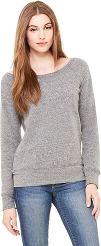Bella + Canvas Fleece Wide Neck Switshirt ، متوسطة ، Triblend الرمادية الرمادية in Saudi Arabia