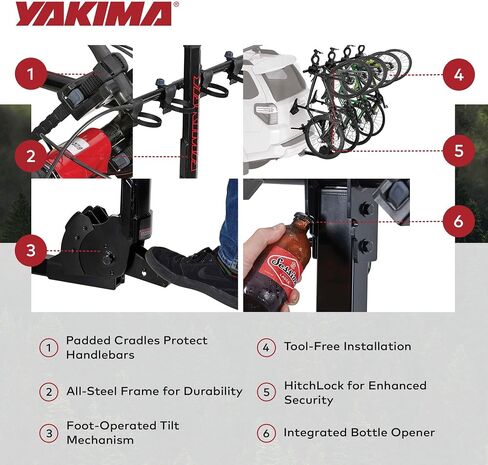 Yakima Versatile HangTight 4 Vertical Hanging Hitch Steel Bike Rack for 2 Inch Hitch Receivers with Fully Padded Cradles and Tilting Design, Black in Saudi Arabia