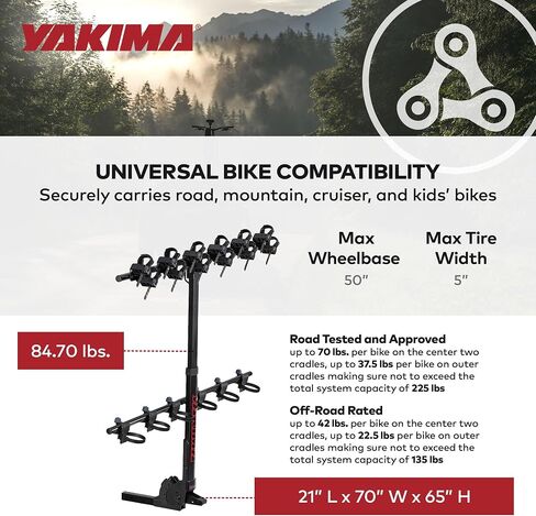 Yakima Versatile HangTight 4 Vertical Hanging Hitch Steel Bike Rack for 2 Inch Hitch Receivers with Fully Padded Cradles and Tilting Design, Black in Saudi Arabia