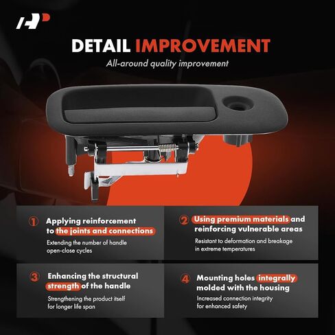 A-Premium Exterior Door Handle Front Left Driver Side - Compatible with 1996-2009 Chevy Express & GMC Savana 1500 2500 3500 4500 Van - Textured Black, w/Key Hole in Saudi Arabia