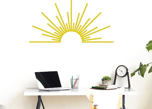 Metal Sun Wall Art Decor Abstract Sunrise or Sunset Beach Art for Home Bedroom Living Room Above Bed Decor Nautical Minimalist Lin Sign, Housewarming Gift(Black) in Kuwait