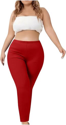 Plus Size Leggings for Women Tummy Control Yoga Pants Elastic Waist Legging Pants Sport Workout Yoga Leggings in Saudi Arabia