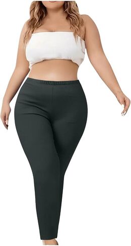 Plus Size Leggings for Women Tummy Control Yoga Pants Elastic Waist Legging Pants Sport Workout Yoga Leggings in Saudi Arabia