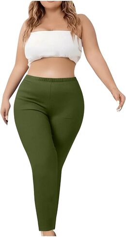 Plus Size Leggings for Women Tummy Control Yoga Pants Elastic Waist Legging Pants Sport Workout Yoga Leggings in Saudi Arabia