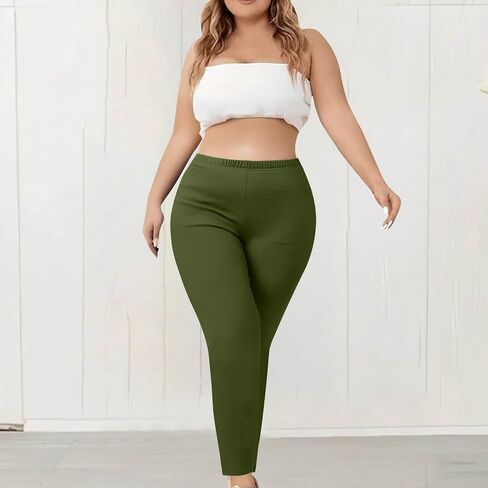 Plus Size Leggings for Women Tummy Control Yoga Pants Elastic Waist Legging Pants Sport Workout Yoga Leggings in Saudi Arabia
