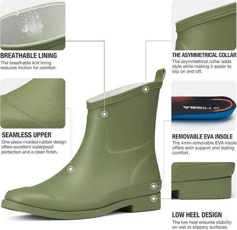 HISEA Women's Rubber Rain Boots Ankle Garden Boots for Women Short Rubber Boot Outdoor in Kuwait