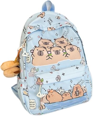 Capybara Fashionable Print Large Capacity Backpack with Pins and Accessories For Adults Ita Bag (Brown) in Saudi Arabia