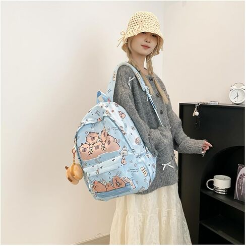 Capybara Fashionable Print Large Capacity Backpack with Pins and Accessories For Adults Ita Bag (Brown) in Saudi Arabia