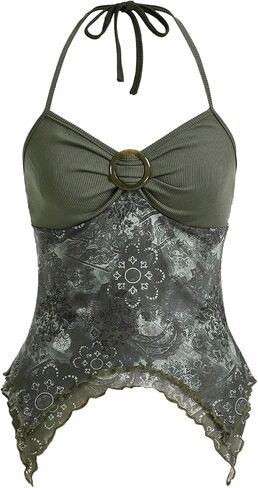 Verdusa Women's Y2K Halter Top Floral Streetwear Hippie Hippie Fairy Cami Out Out Out Tops in Saudi Arabia
