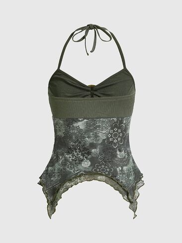 Verdusa Women's Y2K Halter Top Floral Streetwear Hippie Hippie Fairy Cami Out Out Out Tops in Saudi Arabia