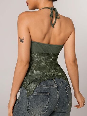 Verdusa Women's Y2K Halter Top Floral Streetwear Hippie Hippie Fairy Cami Out Out Out Tops in Saudi Arabia
