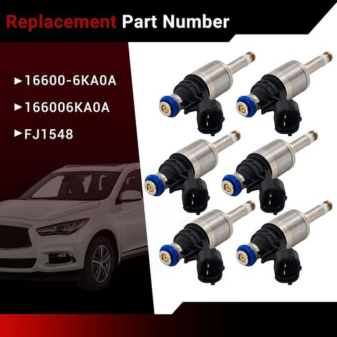 حاقن الوقود 16600-6KA0A مجموعة من 6 متوافقة مع NISSAN 2016-2020 Pathfinder Infiniti JX35 QX60 3.5L استبدال# 166006KA0A FJ1548 in Saudi Arabia
