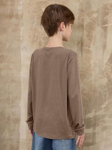 ZDC Boys Long Sleeve Shirts Kids Crewneck T Shirts Fall Tops Casual Basic Tees Clothes 5-14 Years in Saudi Arabia