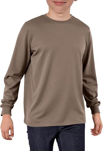 ZDC Boys Long Sleeve Shirts Kids Crewneck T Shirts Fall Tops Casual Basic Tees Clothes 5-14 Years in Saudi Arabia
