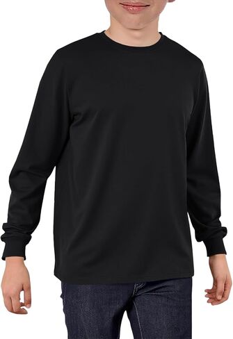 ZDC Boys Long Sleeve Shirts Kids Crewneck T Shirts Fall Tops Casual Basic Tees Clothes 5-14 Years in Saudi Arabia