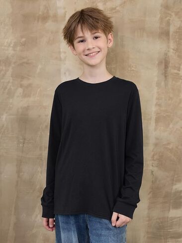 ZDC Boys Long Sleeve Shirts Kids Crewneck T Shirts Fall Tops Casual Basic Tees Clothes 5-14 Years in Saudi Arabia