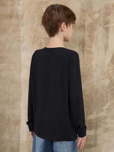 ZDC Boys Long Sleeve Shirts Kids Crewneck T Shirts Fall Tops Casual Basic Tees Clothes 5-14 Years in Saudi Arabia