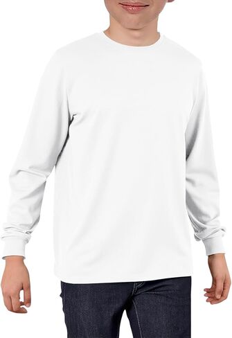 ZDC Boys Long Sleeve Shirts Kids Crewneck T Shirts Fall Tops Casual Basic Tees Clothes 5-14 Years in Saudi Arabia