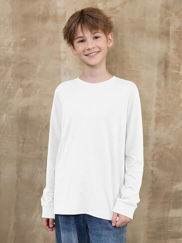 ZDC Boys Long Sleeve Shirts Kids Crewneck T Shirts Fall Tops Casual Basic Tees Clothes 5-14 Years in Saudi Arabia
