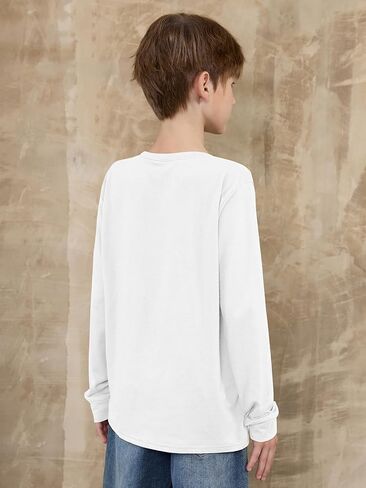 ZDC Boys Long Sleeve Shirts Kids Crewneck T Shirts Fall Tops Casual Basic Tees Clothes 5-14 Years in Saudi Arabia