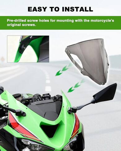 Windshield for Ninja ZX-6R 2024-2025, Dark Tinted Wind Shield Windscreen Air Deflector for Kawasaki ZX-6R ZX636 ABS 2024-2025 Accessories in Saudi Arabia