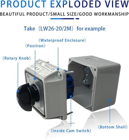 YMW26-25/2M تغيير مفتاح CAM ROTARY LW26-25A POLOS 3 بوضع مع مربع مضاد للماء عكس محرك كهربائي (التبديل مع مربع) in Saudi Arabia