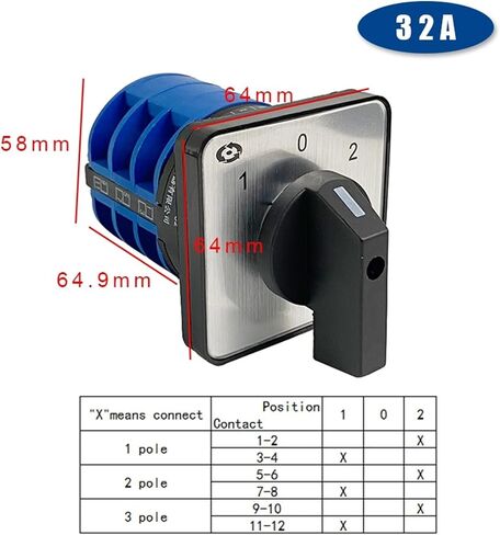 YMW26-32/3 Rotary Main Switch Silver Contact Three Positions 660V 32A Electrical Changeover Cam Switch ON-Off-ON LW26-32 in Saudi Arabia