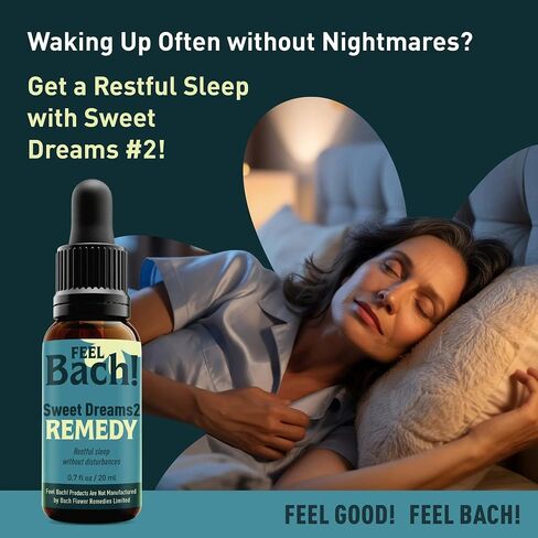 Feel Bach! Sweet Dreams #2 Remedy - Natural Homeopathic Flower Essences for Restful Sleep & Emotional Tension - Reduces Fatigue Vegan, Gluten & Sugar-Free, Non-Habit Forming, 20ml (0.7 fl oz) in Saudi Arabia