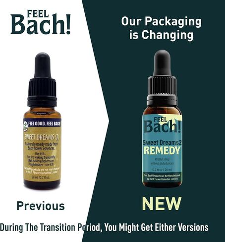 Feel Bach! Sweet Dreams #2 Remedy - Natural Homeopathic Flower Essences for Restful Sleep & Emotional Tension - Reduces Fatigue Vegan, Gluten & Sugar-Free, Non-Habit Forming, 20ml (0.7 fl oz) in Saudi Arabia