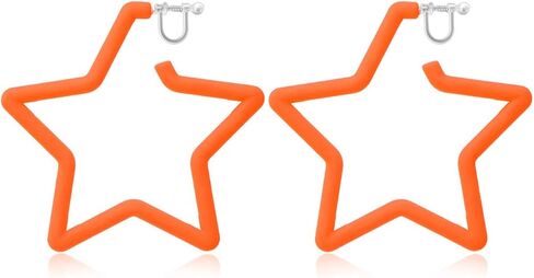 Clip On Hoop Earrings Acrylic Star Statement Earrings Non Piercing Neon Jewelry Accessories Bold 80s 90s Inspired Retro Accessories Jewelry in Saudi Arabia