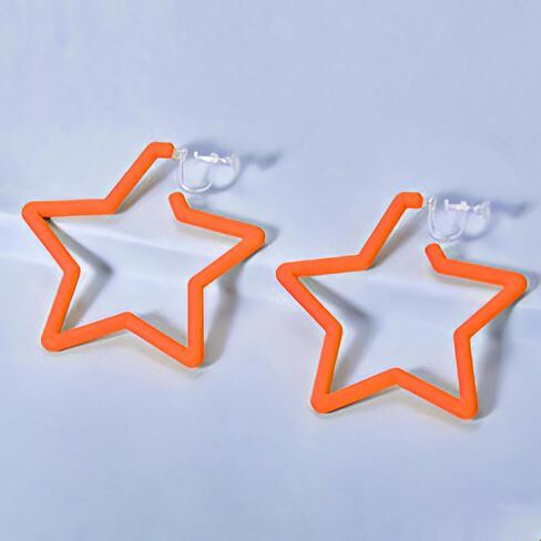 Clip On Hoop Earrings Acrylic Star Statement Earrings Non Piercing Neon Jewelry Accessories Bold 80s 90s Inspired Retro Accessories Jewelry in Saudi Arabia