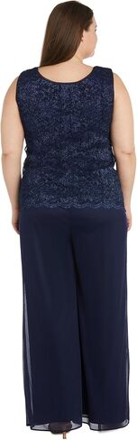 Classic 3PC Pant Set W/Pearl Embellished Lace Tank & Sheer Pleated Jacket in Saudi Arabia