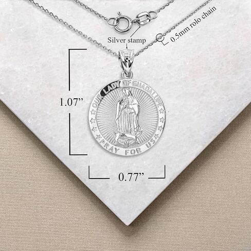 Claddagh Gold Dene Dener Lady of Guadalupe/Virgin de Guadalupe Love and Protection Medallion 925 Sterling Silver in Saudi Arabia