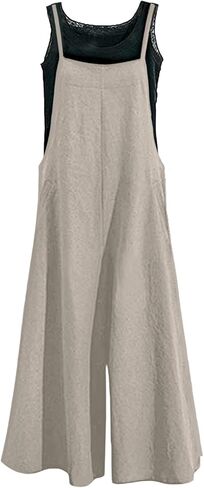 LNCROPO Womens وزرة غير رسمية فضفاضة واسعة الساق حللا بياض بيب السراويل in Kuwait