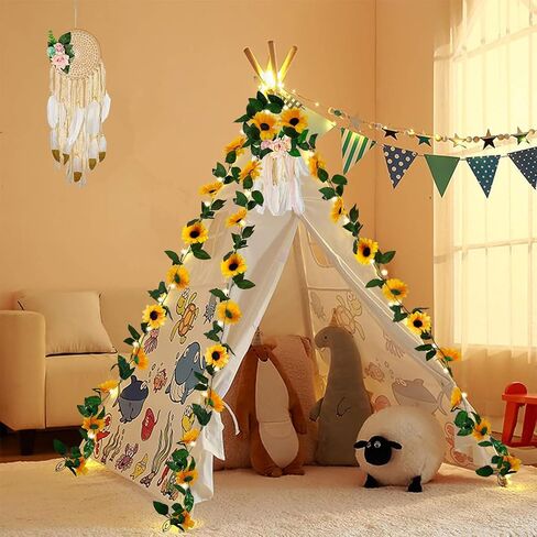 4 Pack Artificial Sunflower Vines 7.5ft Sunflower Garland Table Decor Silk Sunflowers with Green Leaves Fake Sunflowers for Wedding Birthday Party Bathroom Home Wall Decor in Kuwait