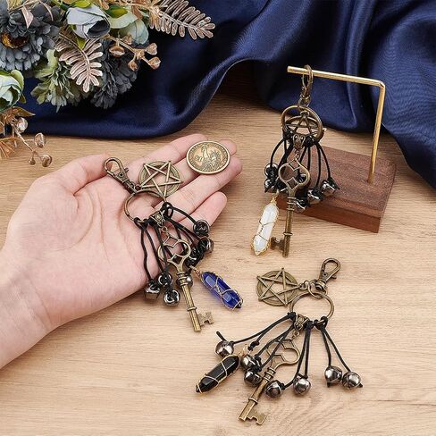 OLYCRAFT 3Pcs Witch Bells Protection for Door Knob Alloy Witchcraft Bells Hanger Witch Bell Magic Keys Witch Bells Witch Wind Chime with Glass Bullet Pendant for Witchy Room Home Decor Witchy Present in Saudi Arabia
