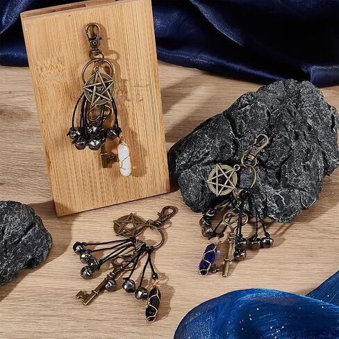 OLYCRAFT 3Pcs Witch Bells Protection for Door Knob Alloy Witchcraft Bells Hanger Witch Bell Magic Keys Witch Bells Witch Wind Chime with Glass Bullet Pendant for Witchy Room Home Decor Witchy Present in Saudi Arabia