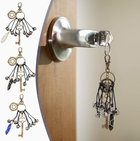 OLYCRAFT 3Pcs Witch Bells Protection for Door Knob Alloy Witchcraft Bells Hanger Witch Bell Magic Keys Witch Bells Witch Wind Chime with Glass Bullet Pendant for Witchy Room Home Decor Witchy Present in Saudi Arabia