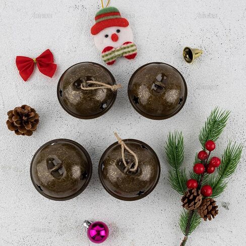 AUEAR, 8 Pack Bronze Christmas Bells 3.15" Large Star Cutout Jingle Bell Craft Decorative with Jute Hanging Rope for Home Decor in Saudi Arabia
