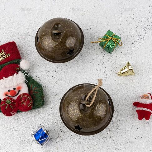 AUEAR, 8 Pack Bronze Christmas Bells 3.15" Large Star Cutout Jingle Bell Craft Decorative with Jute Hanging Rope for Home Decor in Saudi Arabia