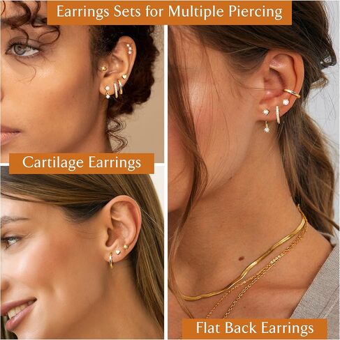 أقراط Loyallook Hypoallergenic المسطحة للنساء العصرية 20G جراحية أقراط الفولاذ المقاوم للصدأ الجراحية in Saudi Arabia