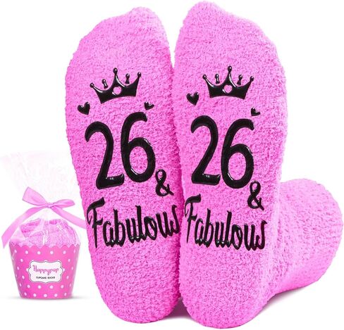 HAPPYPOP 26th Birthday Gifts Ideas Socks for Women - Socks for 26 Year Olds, Best Gifts for 26 Year Old Woman in Saudi Arabia