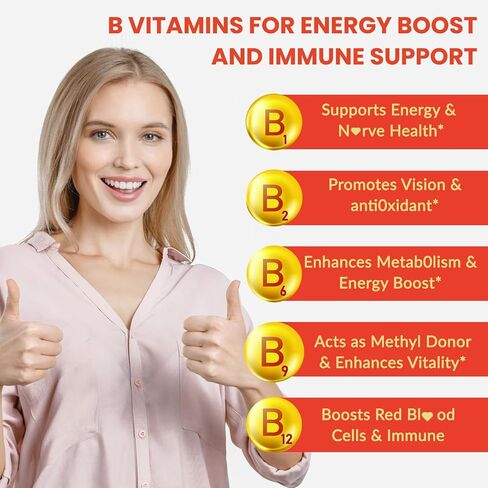 Natural Methylated Vitamins B Gummies: Chewable Supplement Complex with B1 B2 B3 B5 B6 B7 B9 B12 Zinc Magnesium Ashwagandha for Daily Energy Support - for Vegan Work Adults(120Count) in Saudi Arabia