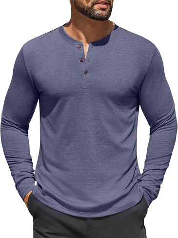 COOFANDY Men's Henley Shirts Long Sleeve Casual Button Shirts Fashion Lightweight Pullover Shirts in Saudi Arabia