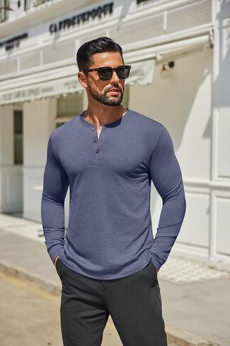 COOFANDY Men's Henley Shirts Long Sleeve Casual Button Shirts Fashion Lightweight Pullover Shirts in Saudi Arabia