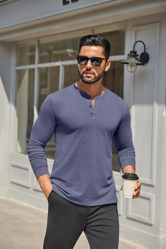 COOFANDY Men's Henley Shirts Long Sleeve Casual Button Shirts Fashion Lightweight Pullover Shirts in Saudi Arabia